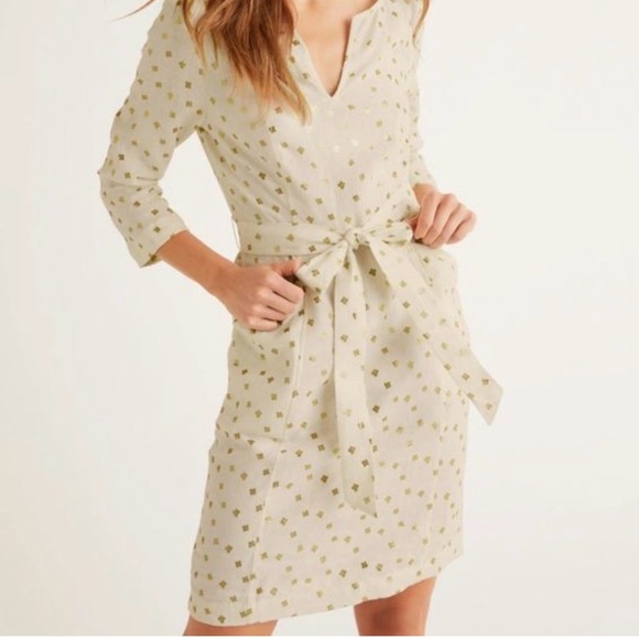 Boden Ivory Dress with Gold Floral Accents new - Picture 2 of 6